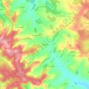 Mappa topografica Trimoulet, altitudine, rilievo