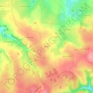 Mappa topografica Meisseix, altitudine, rilievo