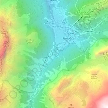 Mappa topografica La Chollière, altitudine, rilievo