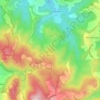 Mappa topografica Monte Ombraro, altitudine, rilievo