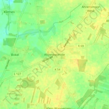 Mappa topografica Ahrenswohlde, altitudine, rilievo