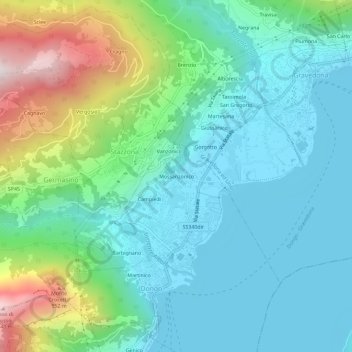 Mappa topografica Mossanzonico, altitudine, rilievo
