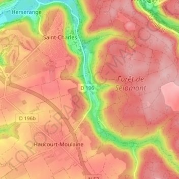 Mappa topografica Moulaine, altitudine, rilievo