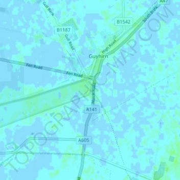 Mappa topografica Ring's End, altitudine, rilievo