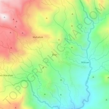 Mappa topografica Elian, altitudine, rilievo