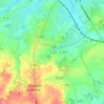 Mappa topografica Montagnou, altitudine, rilievo