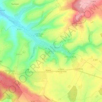 Mappa topografica Vichères, altitudine, rilievo