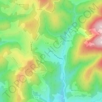Mappa topografica Petiton, altitudine, rilievo