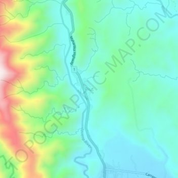 Mappa topografica Piut, altitudine, rilievo