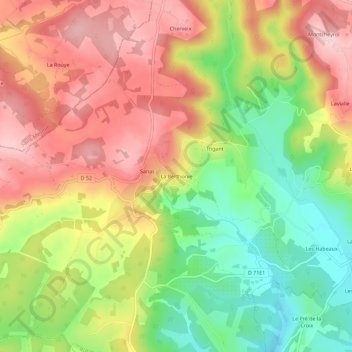 Mappa topografica La Berthonie, altitudine, rilievo