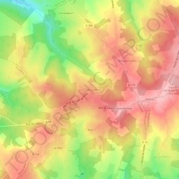Mappa topografica Les Chevaleries, altitudine, rilievo