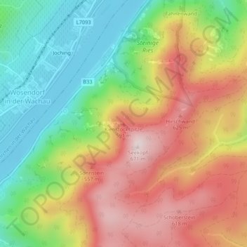Mappa topografica Kienstockspitze, altitudine, rilievo