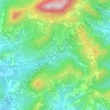 Mappa topografica Faedo, altitudine, rilievo