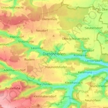 Mappa topografica Dietenhofen, altitudine, rilievo
