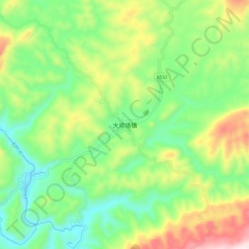 Mappa topografica 大坝场镇, altitudine, rilievo