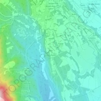 Mappa topografica Borla, altitudine, rilievo