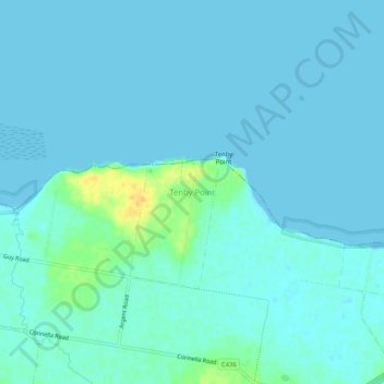Mappa topografica Tenby Point, altitudine, rilievo