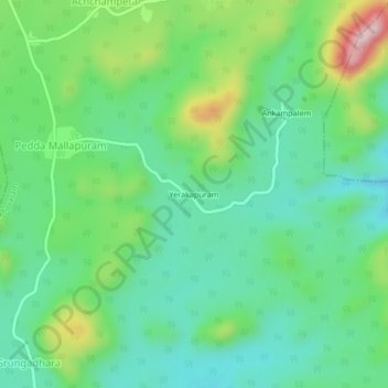 Mappa topografica Yerakapuram, altitudine, rilievo