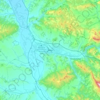 Mappa topografica Niš, altitudine, rilievo