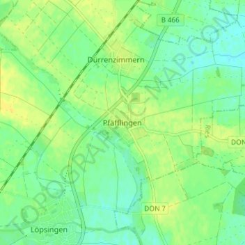 Mappa topografica Pfäfflingen, altitudine, rilievo
