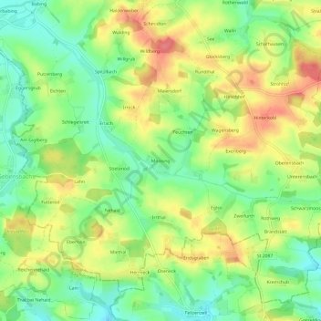 Mappa topografica Moosing, altitudine, rilievo