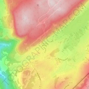 Mappa topografica Les Rousses d'Amont, altitudine, rilievo
