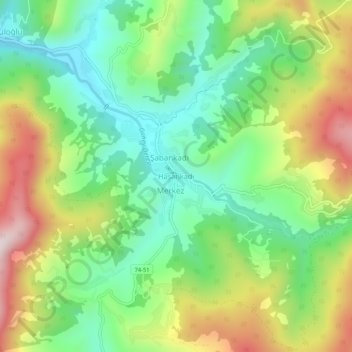 Mappa topografica Hasankadı, altitudine, rilievo