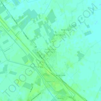 Mappa topografica Santa Maria Codifiume, altitudine, rilievo