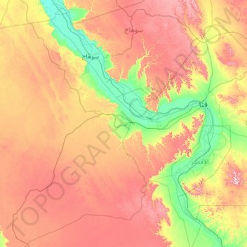 Mappa topografica Upper Egypt, altitudine, rilievo