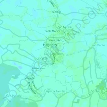 Mappa topografica San Sebastian, altitudine, rilievo