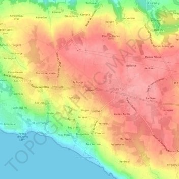 Mappa topografica Rozavot, altitudine, rilievo