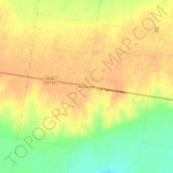 Mappa topografica Red Springs, altitudine, rilievo