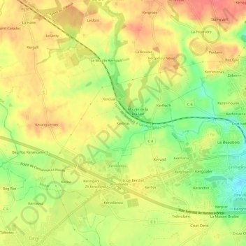Mappa topografica Kerbras, altitudine, rilievo