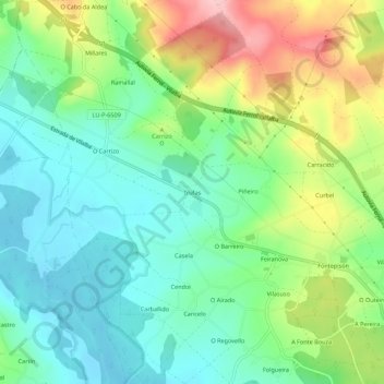 Mappa topografica Trufas, altitudine, rilievo