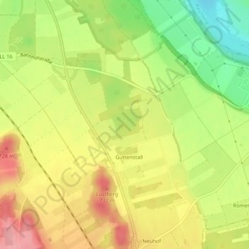 Mappa topografica Lechrain, altitudine, rilievo