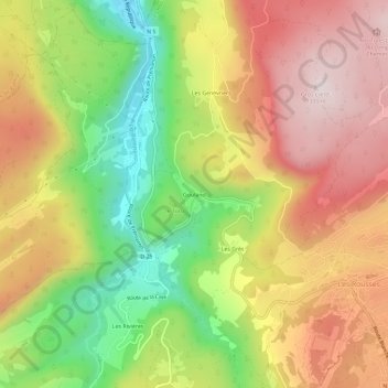 Mappa topografica Gouland, altitudine, rilievo
