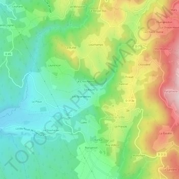 Mappa topografica Le Rouet, altitudine, rilievo