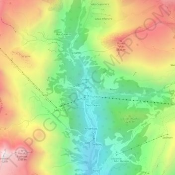 Mappa topografica Staffal, altitudine, rilievo