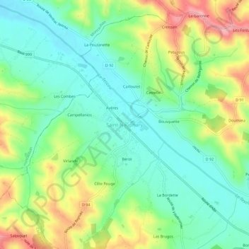 Mappa topografica Saint-Nauphary, altitudine, rilievo