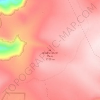 Mappa topografica Hardscrabble Mesa, altitudine, rilievo