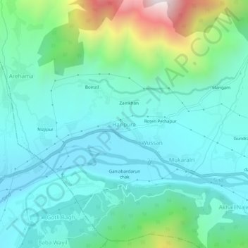 Mappa topografica Haripura, altitudine, rilievo