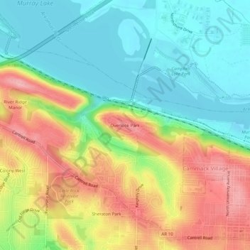Mappa topografica Overlook Park, altitudine, rilievo