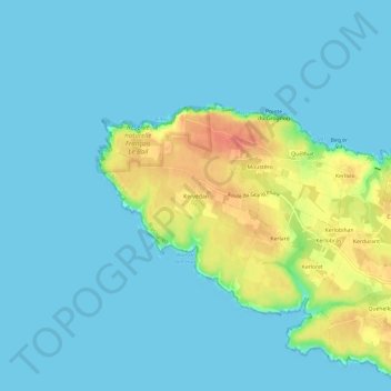 Mappa topografica Kervédan, altitudine, rilievo