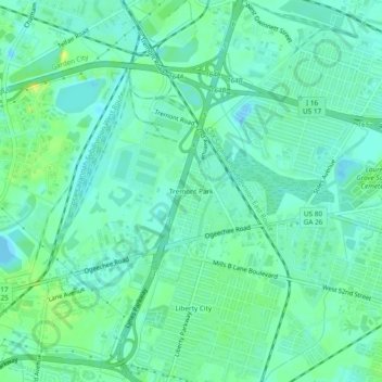 Mappa topografica Tremont Park, altitudine, rilievo