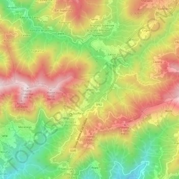 Mappa topografica Tercesi, altitudine, rilievo