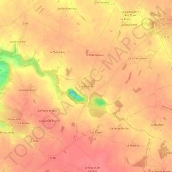 Mappa topografica Les Airables, altitudine, rilievo