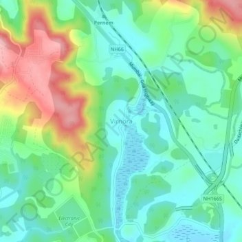Mappa topografica Virnoda, altitudine, rilievo