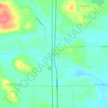 Mappa topografica Middle Inlet, altitudine, rilievo