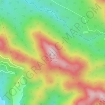 Mappa topografica Monte Pizzautolo, altitudine, rilievo