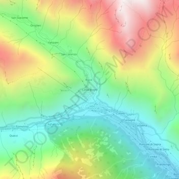 Mappa topografica Costa Bugni, altitudine, rilievo